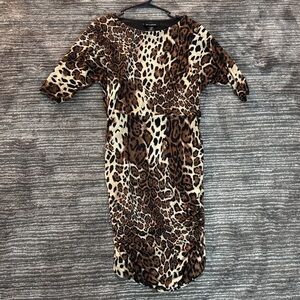 Ashley Stewart Animal Print Long Sleeve Dress